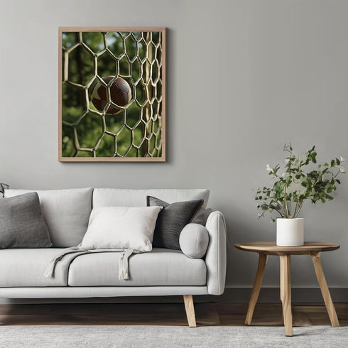 Posterizer 1 pcs-close-up of a ball hitting the football goal net-Sports & Hobby Art Gifts for sports fans Decor for Home & Office- unframed wall ...