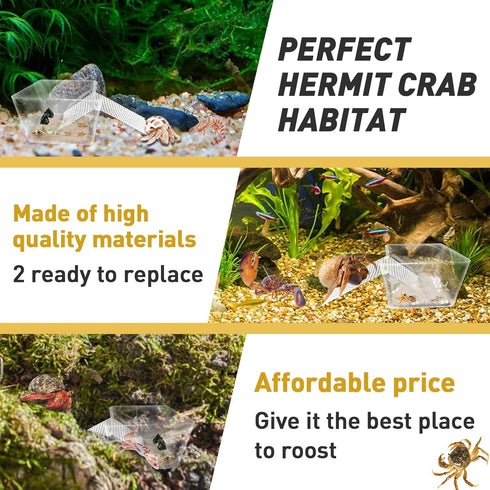 2 Packs Hermit Crab Water Tank - Ideal Hermit Crab Pool and Tank Combination - Hermit Crab Water Tank with Cuttable Climbing Ramp...