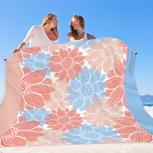 Beach Blanket Sandproof Extra Large Beach Mat Adults Waterproof Quick Drying Sand Free Mat Made by Premium Polyester with 4 Stakes & 4 Corner Pock...