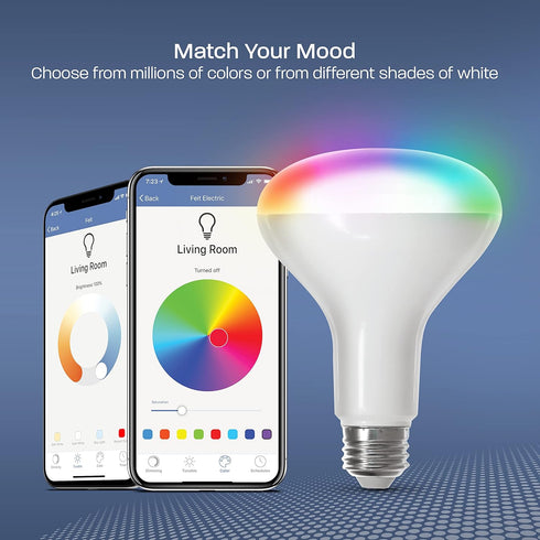 Feit Electric BR30 Smart Flood Light Bulb,2.4GHz WiFi Color Changing and Dimmable, No Hub, Works with Alexa or Google Assistant, BR30/RGBW/CA/AG, ...