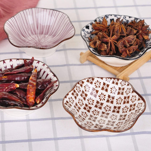 VanEnjoy Modern Style Ceramic Japanese Dipping Bowl Soy Sauce Seasoning Dishes Soy Dipping Sauce Dishes Set of 4...