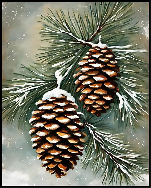 Posterizer 1 pcs-pinecones in snowey winter nature 8-Holiday Poster Collection-Landscape & Nature Art-Living Room Bedroom Decor- unframed wall art...