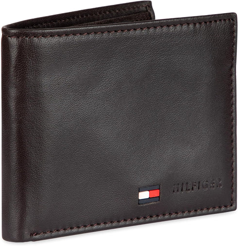 Tommy Hilfiger Men's Leather Wallet - Thin Sleek Casual Bifold with 6 Credit Card Pockets and Removable ID Window, British Brown...