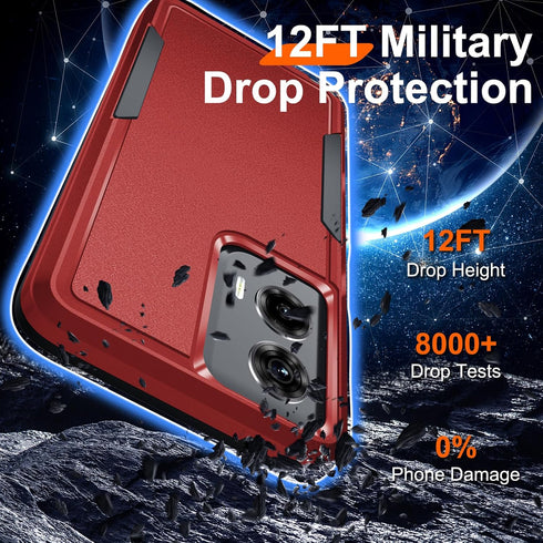 for Motorola Moto G Stylus 5G 2024 Case with Tempered Glass Screen Protector,Heavy Duty Rugged Shockproof Full Body Protective Cover,Red...