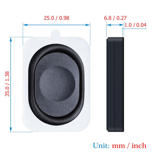 2 Pieces/1 Pair 35 mm * 25 mm * 6.8 mm Side Sound 4 Ohm 2 Watt / 3 Watt Rectangle Cavity Speaker, JST-PA 1.25 mm 2-Pin Interface Wire, for Compute...