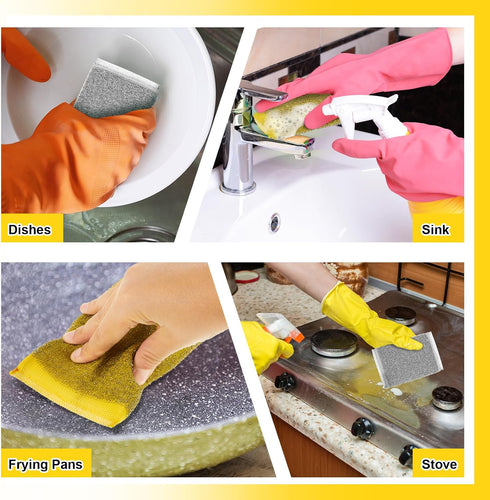 24 Pack Steel Scrub Sponges for Dishes Non Scratch Scouring Sponge Multi Use Metal Scrubber Heavy Duty Dish Wash Kitchen Sponge for Pot Dish Washi...