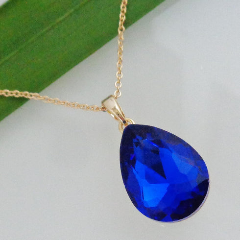 Navachi 18k Gold Plated Water Drop Pear-Shaped Zircon Pendant Necklace 16"+2"...