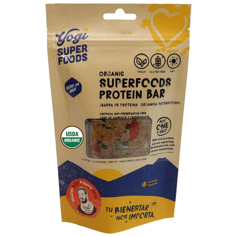 Yogi Super Foods Maca Protein Bars with Cacao for Healthy Energy - Raw, Vegan, Gluten Free, Low Glycemic Superfood Snack Food Bars with Plant Prot...