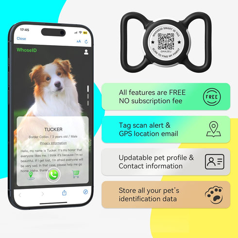QR Code Airtag Holder, Scan QR Code Send Location Alert Email, Waterproof Full Body Protection Anti-Lost Air Tag Case, Airtag Accessories for Dog,...