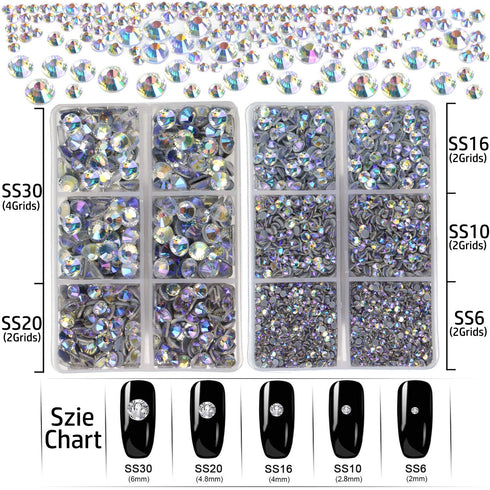 LPBeads 6400 Pieces Hotfix Rhinestones Paradise Shine Flat Back 5 Mixed Sizes Crystal Round Glass Gems with Tweezers and Picking Rhinestones Pen...