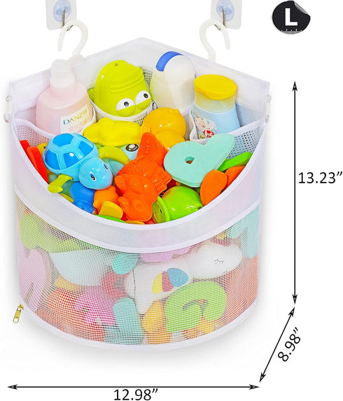 Baby Bath Toy Organizer, Quick Drying and Mould Proof, Corner Hang-Suspension Holder, Large Capacity Multi Use Shower Caddy (White)...