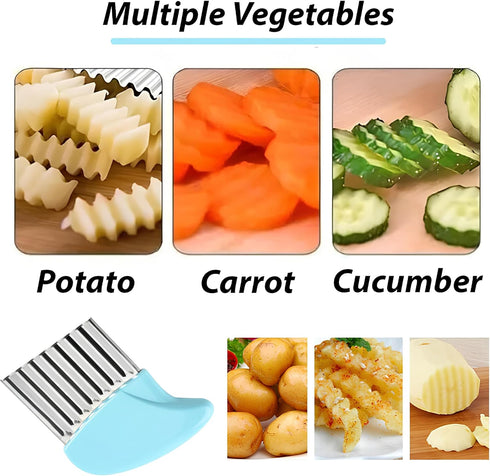 Potato Cutter Crinkle Wavy Shape French Fries Potato Chips Cuting Knife Stainless Steel Cucumber Carrot Vegetable Salad Waves Cutting Tool...