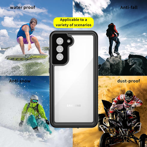 Ezanmull Waterproof Case for Samsung Galaxy S21 FE 5G, Built-in Screen Protector, Dustproof, Shockproof, Drop Proof, Rugged Full Body Cover for Sa...