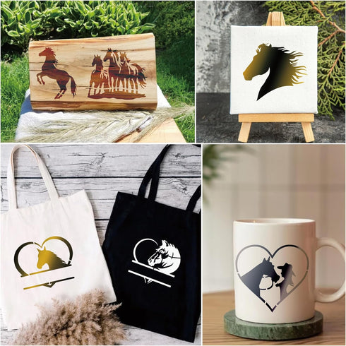 65 Pieces Horse Stencils for Painting on Wood, Horse Head Template Reusable Horse Drawing Animal Painting Stencil for DIY Crafts Scrapbooks Wood H...
