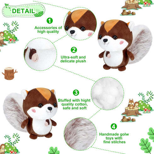 Sosation 6 Pcs Squirrel Stuffed Animal Plush 4.7 Inch Cute Squirrel Plush Small Stuffed Squirrel Toy Stuffed Animal Keychain for DIY Birthday Part...