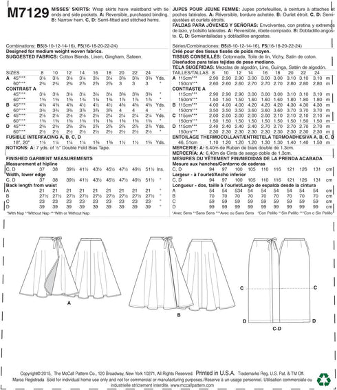 McCall's Patterns M7129 Misses' Skirts, Size B5 (8-10-12-14-16)...