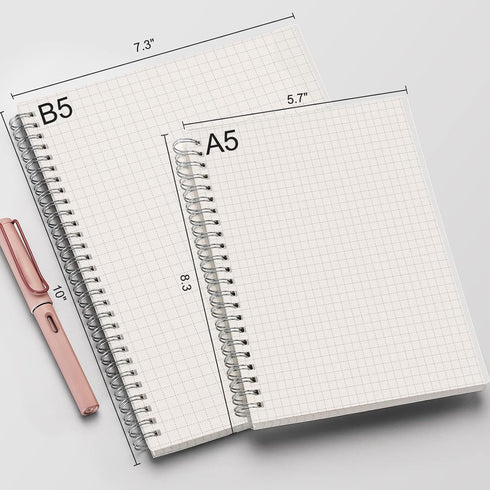 AHGXG Graph Paper Notebook Spiral 2 Pack - Large B5 Grid Notebook 7.3"X 10", 100GSM Thick Graph Grid Paper, Quad Ruled, Total 320 Pages, Transpare...