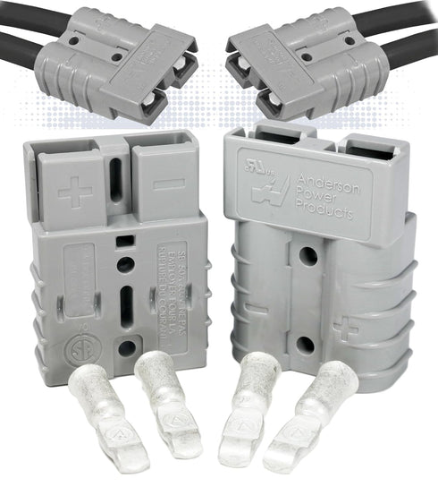 Anderson Power Products SB50 Connector Kit, 50 Amps, Gray Housing, w/ 10 12 AWG, 6319 (1 Pair)...