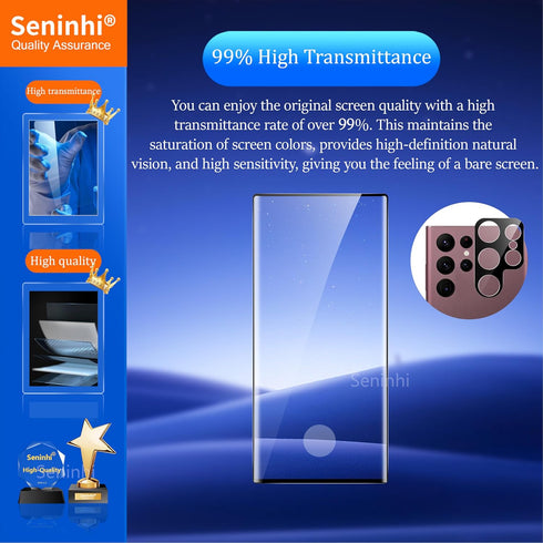 3 Pack Screen Protector & 3 Pack Camera Lens Protector for Galaxy S24 Ultra (6.8inch), Tempered Glass, 9H Hardness, Anti-Scratch, Bubble Free-Clea...