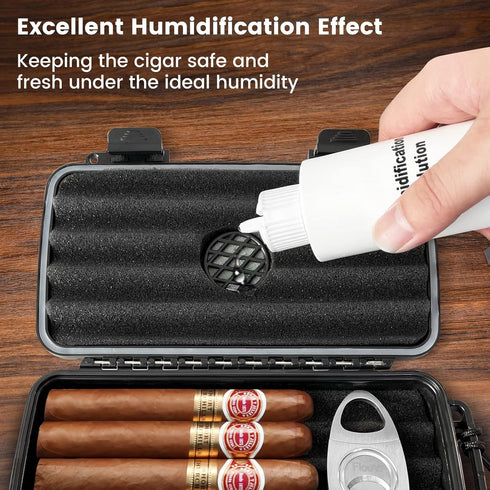 Flauno Travel Cigar Humidor Case - Portable Cigar Box with Humidifier Disc & Cigar Cutter | Waterproof | Crushproof | Airtight | Durable (Holds up...
