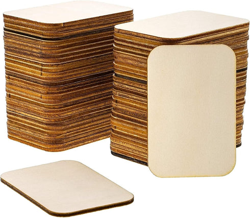 Bright Creations 60 Pack Unfinished Wood Cutouts for Crafts, Rectangle Wooden Slices for DIY Projects (2 x 3 in) - Wood Pieces for Crafts...