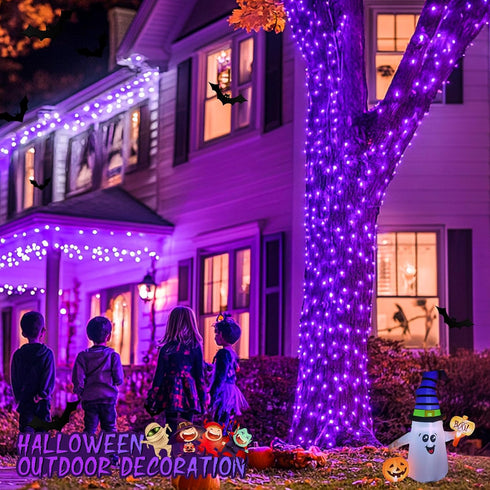 JMEXSUSS Purple Halloween Lights Clear Wire, 66ft 200 LED Purple String Lights Indoor Outdoor Waterproof, Purple Christmas Lights Plug in for Chri...