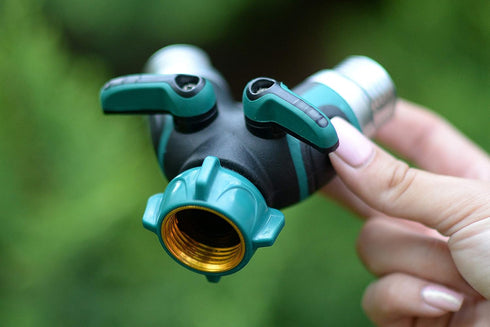 Metal Garden Hose Splitter Upgraded 2024, 2 Way Y Hose Connector, Easy Grip Splitter, Sturdy Connector with 3/4 "Connector and Rubberized Grip for...
