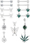 Sanfenly 14G Nipple Rings Belly Button Rings for Women 316L Surgical Steel Curved Navel Barbell CZ Weed Butterfly Tongue Rings Belly Nipple Pierci...