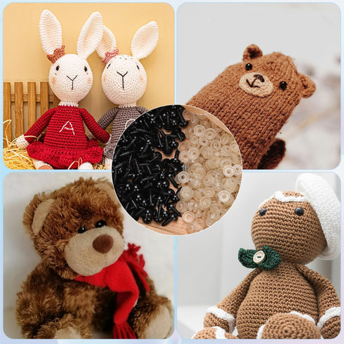 600pcs 8mm Safety Eyes with Washers, Plastic Safety Eyes Black Doll Eyes Stuffed Animal Eyes for Amigurumi Crochet DIY Crafts Bear Animal Making S...
