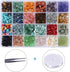 1500PCS Stone Beads, Crystal Beads Ring Making Kit Gemstone Beads Set 24 Styles Crystal Pieces for Jewelry Making Crushed Chunked for DIY Crafts f...