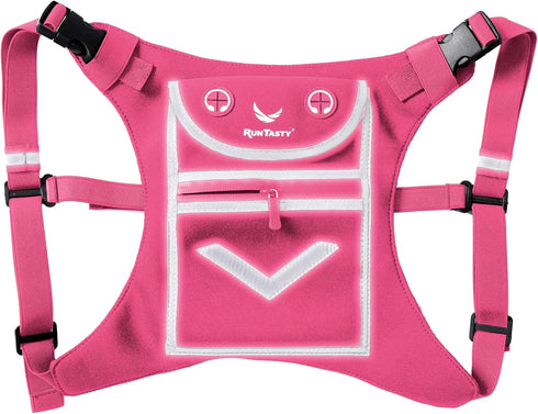Pink Running Mini Backpack Vest for Men & Women - Reflective w/360°Hi-Viz, Holds Accessories, any iPhone, Android, iPad mini - Lightweight Adjusta...
