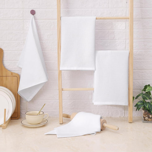 Homaxy 100% Cotton Kitchen Towels and Dishcloths Sets - Waffle Weave Soft and Absorbent Dish Towels - 8 Pack Quick Dry Dish Towels and Dishcloths ...