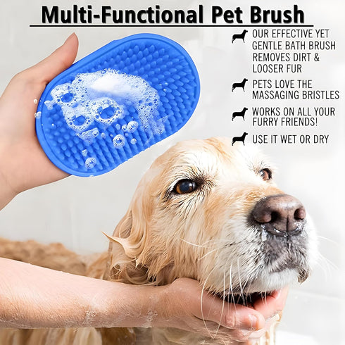 JASLAH 3 PCS Set, Pet Massage Brush Dog Bath Brush for Long/Short Hair Pet Shampoo Brush Soft Silicone Comb for Pets Grooming Bathing Tool Dog Hai...