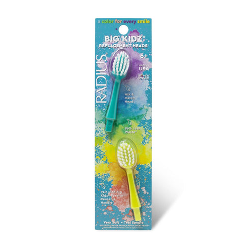 RADIUS Big Kidz Forever Brush Replacement Heads for Children, 6 Years and Up, BPA Free ADA Accepted for Growing Teeth and Gums, 2 Heads - Extra So...