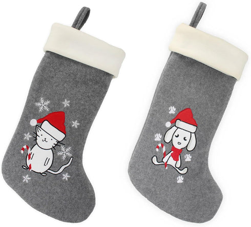 BambooMN 2 Piece Set 18" Classic Personalized Embroidered Sequined Animal Christmas for Kids, Parents, Family and Pets, Style Assortment 92...