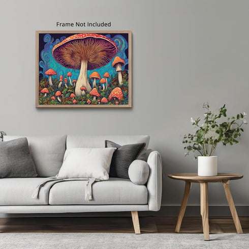 Posterizer 1 pcs- psychedelic funky hippie colorful rainbow mushrooms 4-Fantasy & Fiction Art-Retro Art- Living Room Bedroom Decor- unframed wall ...