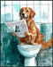 Posterizer 1 pcs-drawing style art-funny dog on toilet reading newspaper 4-Bathroom Restroom Art-Art for Animal Lovers-Decor for Home & Office- un...