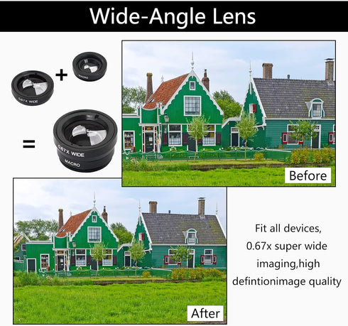 YACSEJAO 3 in 1 Cell Phone Camera Lens Kit Portable Cell Phone Camera Lens Super Wide Angle Lens Macro Lens Fisheye Lens Clip for Smartphones and ...