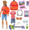 11 PCS Doll Travel Playset for Boy Doll 1 Outfit 1 Backpack 1 Guitar 1 Laptop 1 Cellphone 1 Pad 1 Sunglasses 1 Headset 3 Accessories for 12 Inch B...