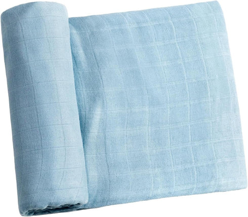 Meracorallo Muslin Swaddle Blanket Silky Soft Receiving Blanket Swaddle Wrap for Baby Boys and Girls, 47 x 47 inches, Sky Blue...