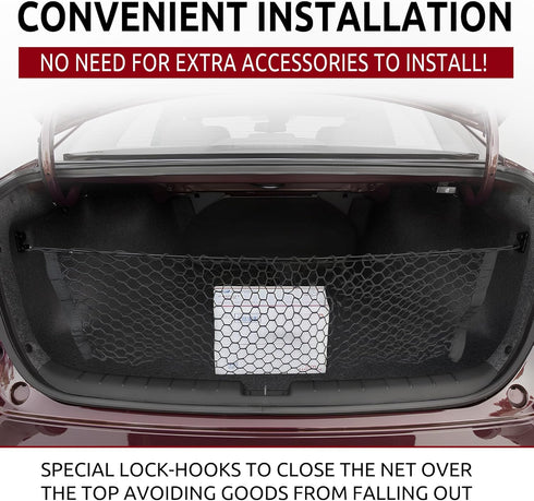 Envelope Style Automotive Elastic Trunk Mesh Cargo Net for Honda Accord 2013-2022- Premium Trunk Organizer and Storage - Luggage Net for Sedan...