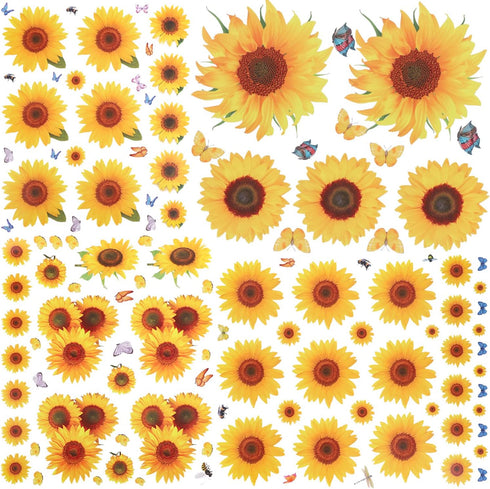 135 Pcs Sunflower Wall Sticker, Removable 3D Waterproof Decor for Kids, Mother's Day, Bathroom, Kitchen - Decorative Decals...