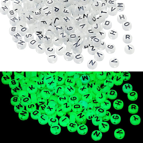 Jadive 1000 Pcs Glow in The Dark Letter Beads 4x7mm Glow Letter Beads Acrylic UV Luminous for Women Adults Bracelets Necklace DIY Crafts Making(Bl...