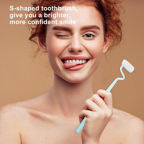 Soft S-Shaped Manual Toothbrush for Adults Sensitive Gums,Nano Floss Bristles Vertical Tooth Brushes with Candy Color Deep Clean for Junior Youth ...