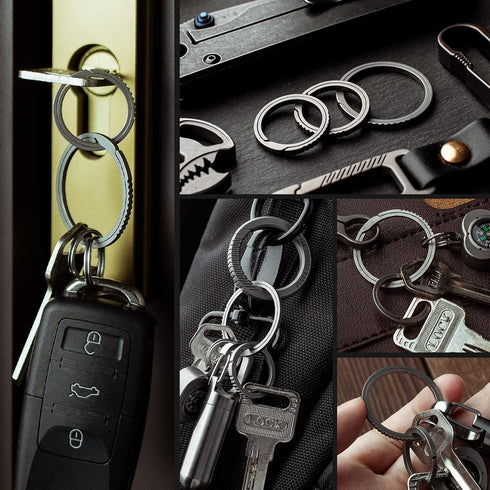 TISUR Key Rings for Keychains,Carabiner Keychain Ring Titanium Key Rings Heavy Duty Round Split Rings for Men and Women...