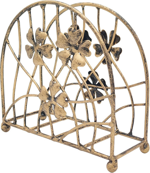 Antique Bronze Metal Floral Petals & Branches Tabletop Napkin Holder, Freestanding Tissue Dispenser...