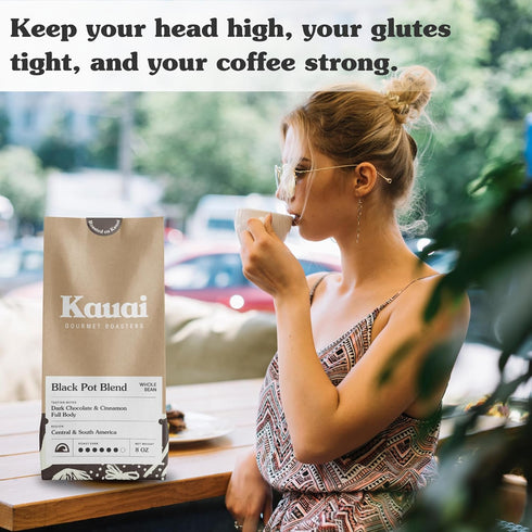 Black Pot Ground Coffee Dark Roast with Cinnamon and Dark Chocolate Taste Notes, Dark Roast Ground Coffee for Espresso (8oz Pack)...