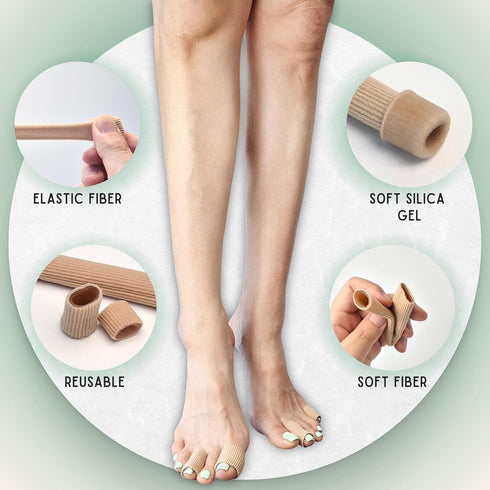 footinsole Toe Protectors Heels -Gel Toe Tube - Fabric Sleeve Protectors 2PCS (0.6 X 6 Inches)...