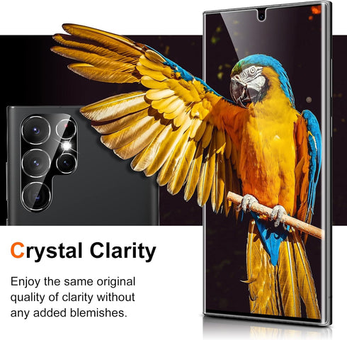 UniqueMe [ 2+3 Pack Compatible with Samsung Galaxy S22 Ultra Screen Protector, 5G 6.8 inch Flexible TPU, 3 Pack Camera Lens Protector [Support Fin...