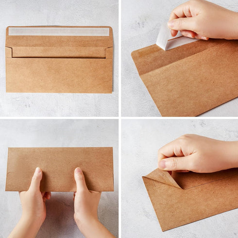 Wishop 50 Pack #10 Business Envelopes Self Seal 4x9 Standard Envelopes for Business, Invoices, Letter Mailing, 4 1/8 x 9 1/2 Inches (Brown, 4.13 x...